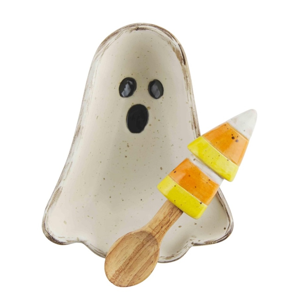 🎃NWT MUD PIE Ghost Dish & Candy Corn Spoon Halloween Farmhouse Cute